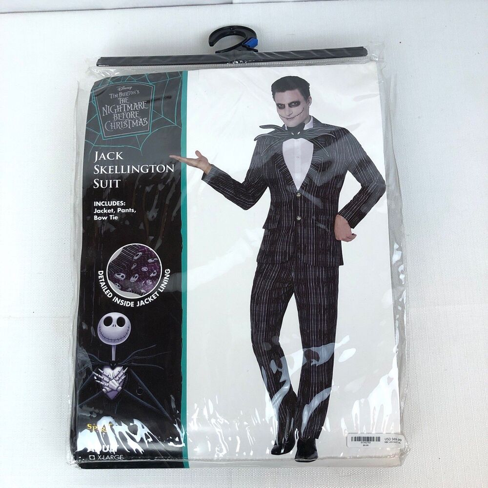 Disney Nightmare Before Christmas Spirit Halloween Jack Skellington Costume XL